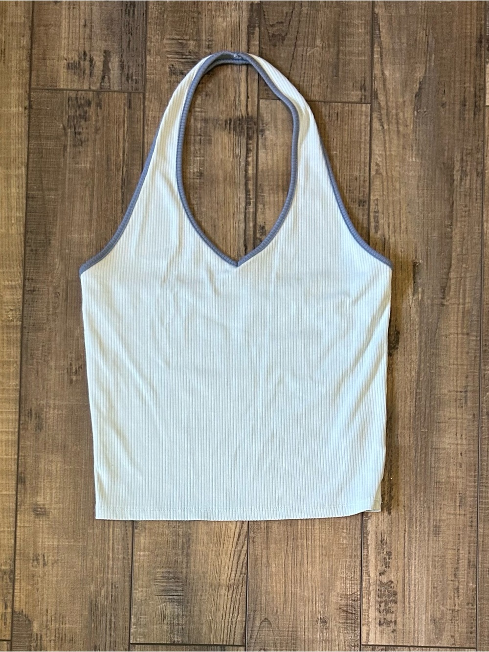 American Eagle Outfitters Light Blue Ribbed Halter Tank